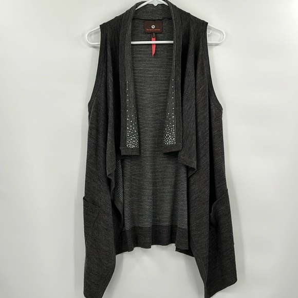 Heartloom Womens Drape Front Sleeveless Wool Blend Sweater‎ Size Small Pockets - Picture 1 of 9